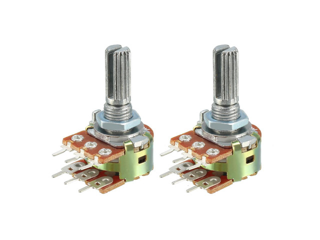 WH148 1K Ohm Variable Resistors Dual Turn Rotary Carbon Film Taper Potentiometer 6 Pin 2pcs