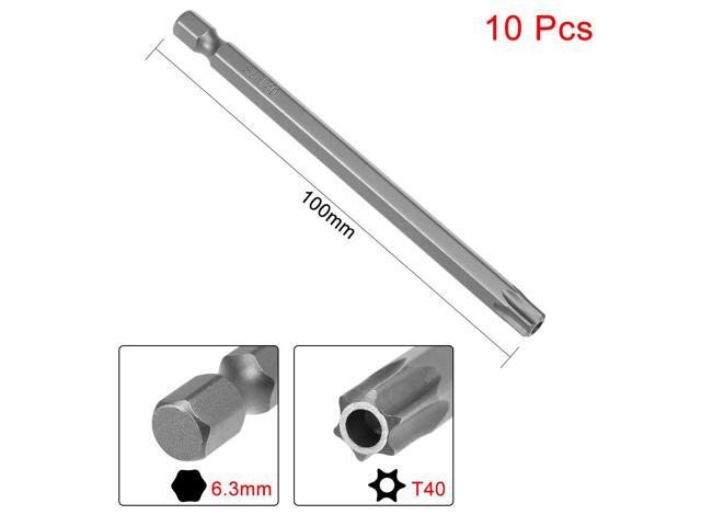 10pcs 100mm 1/4' Hex Shank T40 Magnetic Torx Head Security Screwdriver Bits S2