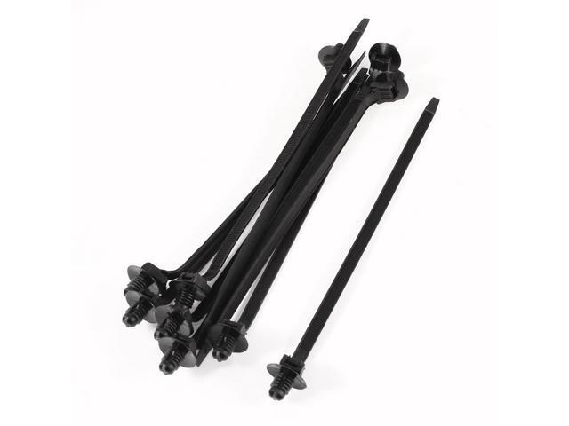 Unique Bargains 183mm x 5mm Adjustable Black Nylon Fir Tree Mount Design Cable Tie 10 Pcs