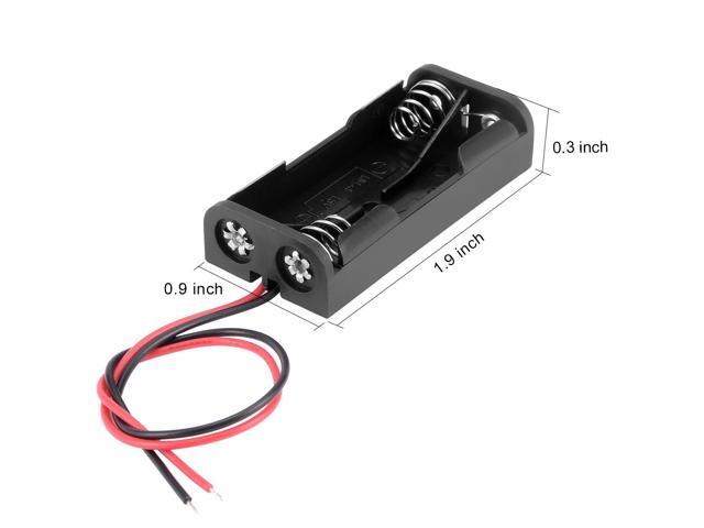 5Pcs 2 x 1.5V AAA Battery Holder Storage Box Wire Leads Black Plastic