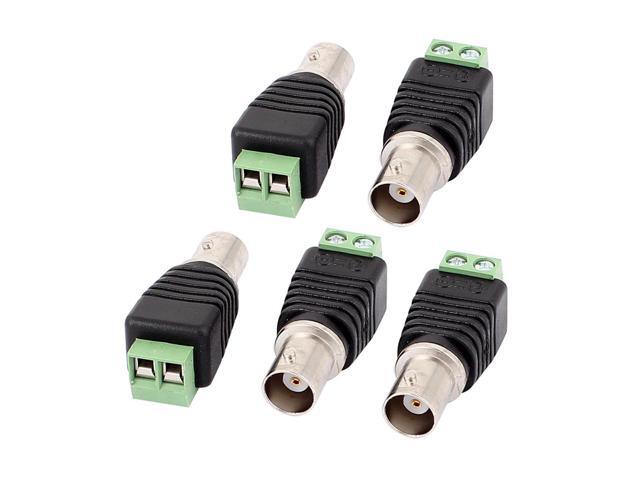 5 Pcs Screw Terminal Coaxial Cat5 to BNC Female Jack Video Balun Connector