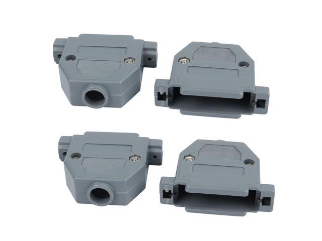 4pcs DB25 Male/Female Port D-Sub Connector Kit Cover Housing Assembly Shell Plastic Hood Gray