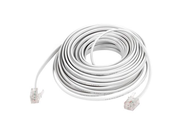 Unique Bargains 10M 33Ft Length 6P2C RJ11 Male Plug Phone Telephone Extension Cable Cord White