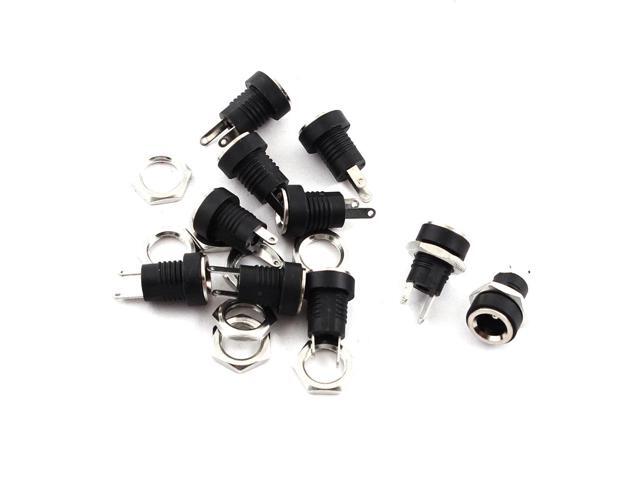 10pcs Vertical Panel Mount 2.1x5.5mm 2Pins DC Power Jacks Connectors Socket