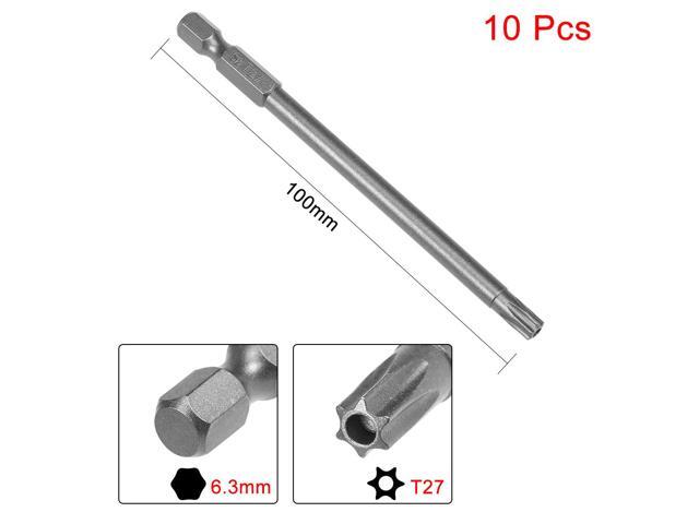 10pcs 100mm 1/4' Hex Shank T27 Magnetic Torx Head Security Screwdriver Bits S2