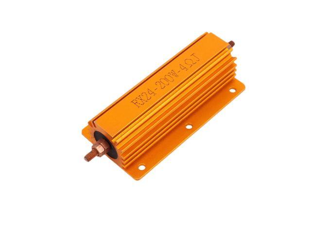 Unique Bargains 5% 200W 4 Ohm Wirewound Aluminum Housed Clad Resistor Gold Tone
