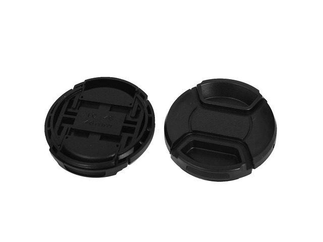 46mm Dia Plastic Front Snap Digital Camera Lens Caps Cover Protector Black 2Pcs