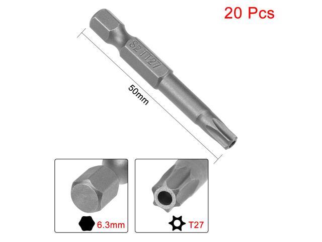 20pcs 50mm 1/4' Hex Shank T27 Magnetic Torx Head Security Screwdriver Bits S2