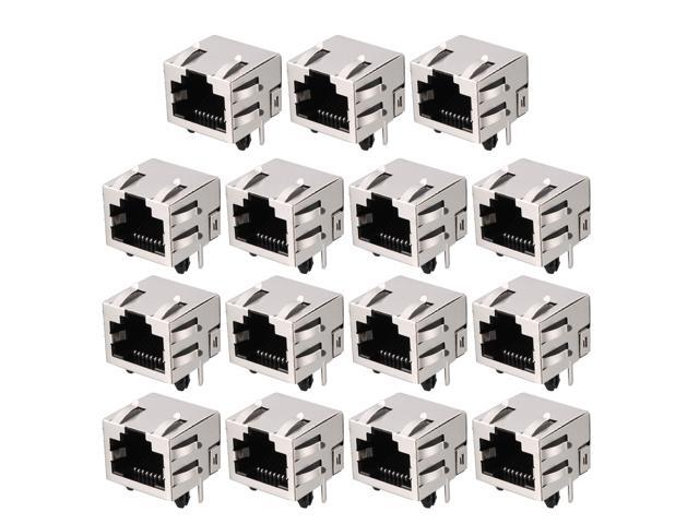 Unique Bargains 15Pcs 8 Positions RJ45 8P8C Modular Network PCB Jacks Sockets 18mm Long