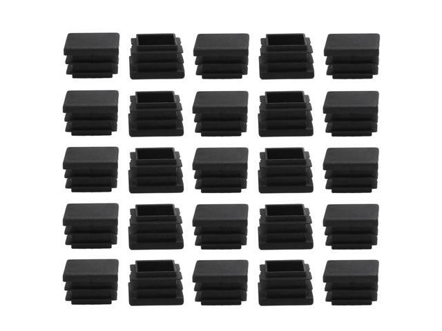 25pcs 20 x 20mm Plastic Square Ribbed Tube Inserts End Cover Cap, for 0.67' to 0.75' Inner Size, Furniture Chair Table Feet Floor Protector
