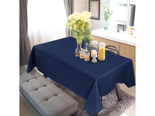 Rectangle Tablecloth for 4 Foot Table in Washable Polyester Waterproof 55x63 Inch Navy Blue- Great for Buffet Table, Parties, Holiday Dinner,...