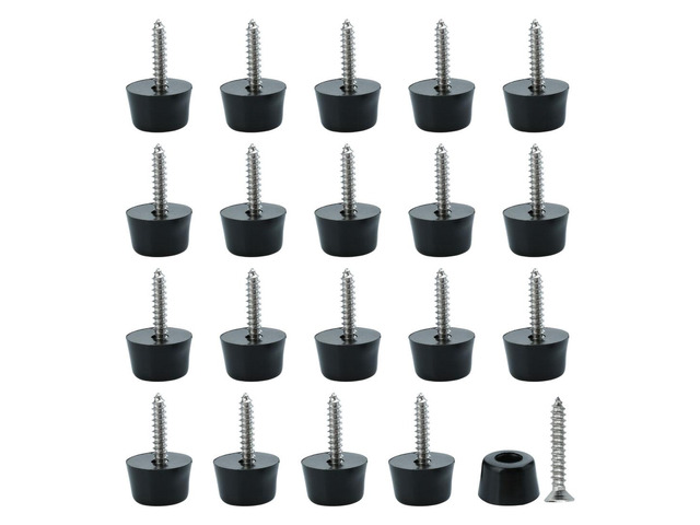 20pcs Rubber Feet Bumper Buffer Feet Furniture Table Cabinet Leg Pads Anti-slip with Metal Washer and Screws, D16x14xH10mm