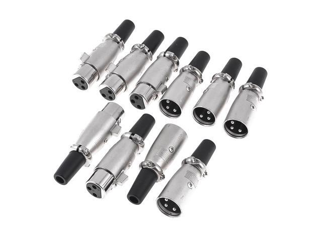 Unique Bargains 5 Pairs Male/Female XLR Jack Socket Plug Audio Connectors Adapter