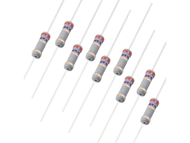 100pcs Axial Carbon Film Resistors 2.7 Ohm 1W 5%Tolerances 4 Color Bands
