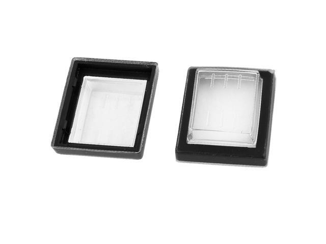 2 Pcs Clear Black Silicone Waterproof Rocker Switch Protect Cover Rectangle Cap