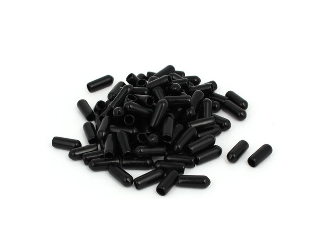 4.5mm Inner Dia Rubber Hose End Cap Screw Thread Protector Cover Black 100pcs