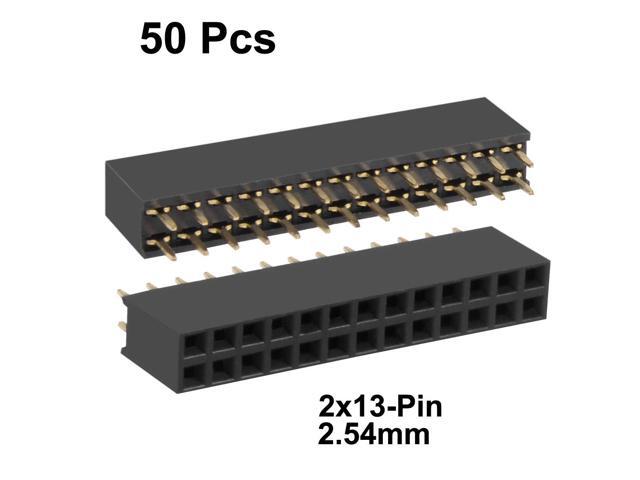 50Pcs 2.54mm Pitch 2x13-Pin Double Row Straight Connector Female Pin Header Strip PCB Board Socket