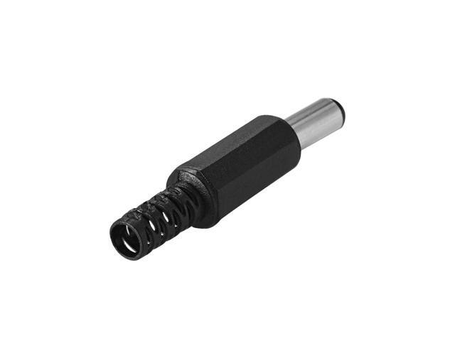 DC Male Connector 5.5mm x 2.1mm x 14mm Power Cable Jack Adapter Coupler Black 10Pcs