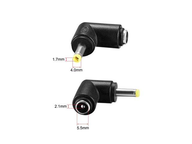 DC Power Connector 90 Degree Right Angle 4.0mm x 1.7mm Male to 5.5mm x 2.1mm Female Coupler Adapter Converter 3Pcs