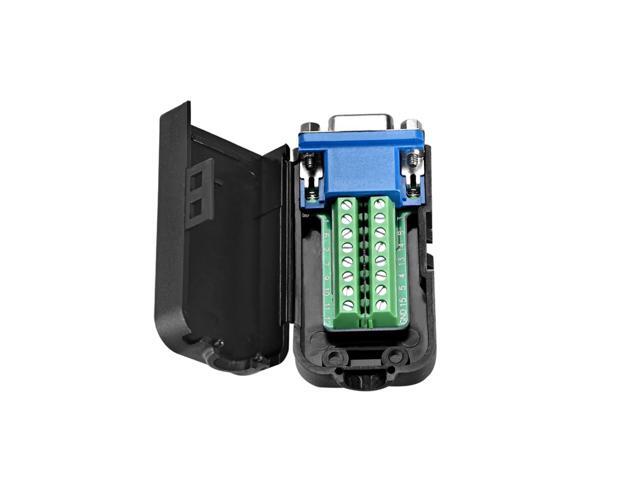 D-sub DB15 Breakout Board Connector with Case 15 Pin 3 Row Female Port Solderless Terminal Block Adapter with Positioning Nuts