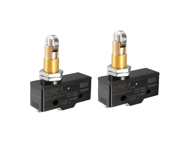 2PCS Z-15GQ21-B 1NO + 1NC Panel Mount Roller Plunger Micro Limit Switch, Screw Terminal