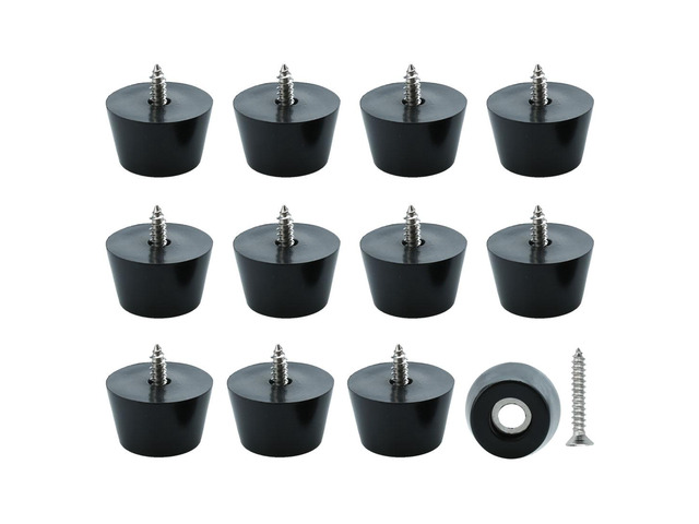 12pcs Rubber Feet Bumper Buffer Feet Furniture Table Cabinet Leg Pads Anti-slip with Metal Washer and Screws, D24x19xH15mm