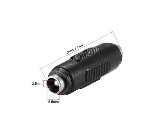 DC Female to Female Connector 5.5mm x 2.5mm Power Cable Jack Adapter Black 3Pcs