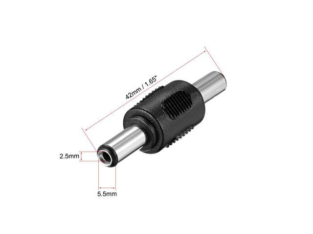 DC Male to Male Connector 5.5mm x 2.5mm Power Cable Jack Adapter Black 5Pcs