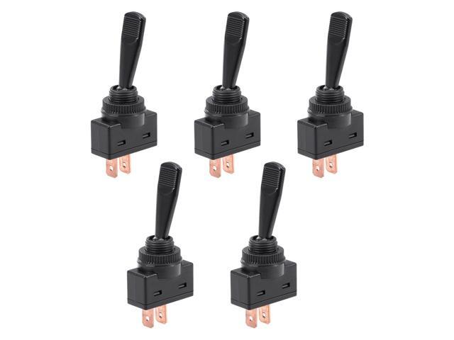 5Pcs SPST Latching Rocker Toggle Switch 20A 12V 2P ON-OFF Flat Rod Black