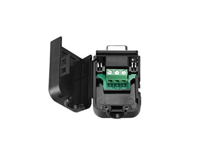 D-sub DB9 Breakout Board Connector with Case 9 Pin 2-row Female Port Solderless Terminal Block Adapter with Thumb Scews