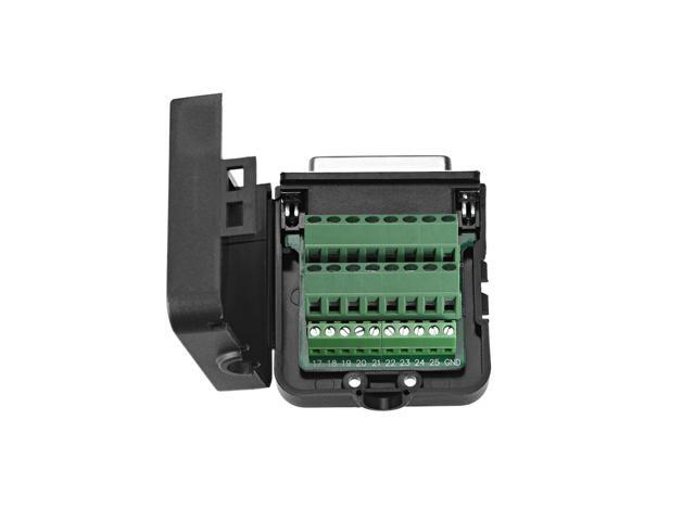 D-sub DB25 Breakout Board Connector with Case 25 Pin 2-row Female Port Solderless Terminal Block Adapter with Thumb Screws