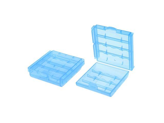 Unique Bargains 2pcs Portable Battery Storage Case Holder Container Blue for AAA/AA Batteries
