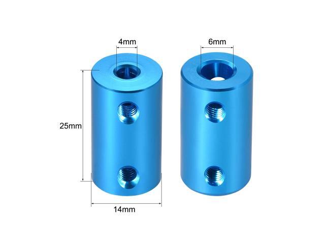 Shaft Coupling 4mm to 6mm Bore L25xD14 Robot Motor Wheel Rigid Coupler Connector Blue 2pcs