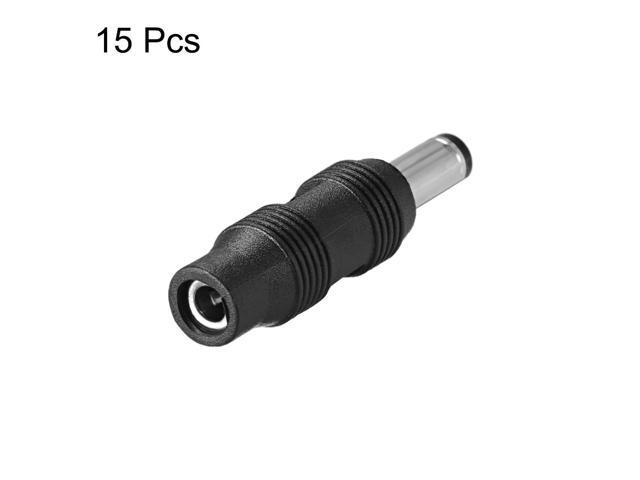 DC Power Converter 5.5mm x 2.1mm Male to 3.5mm x 1.35mm Female Adapter Connector Black 15Pcs