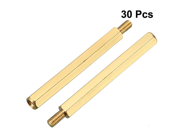 Unique Bargains 30pcs M3 40+6mm Female Male Thread Brass Hex Standoff Spacer Screws PCB Pillar