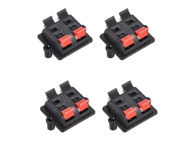 2 Row 4 Way Spring Speaker Terminal Clip Push Release Connector Audio Cable Terminals Strip Block WP4-03 4Pcs