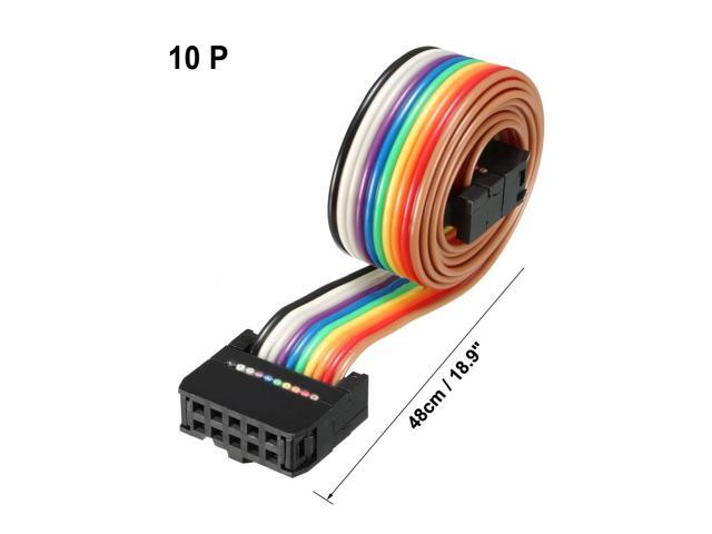 IDC 10 Pins Wire Flat Rainbow Ribbon Cable 48cm 2.54mm Pitch 3pcs
