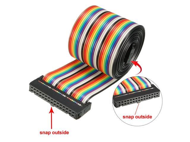 IDC 30 Pins Wire Flat Rainbow Ribbon Cable 128cm 2.54mm Pitch 1pcs