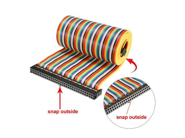IDC 64 Pins Wire Flat Rainbow Ribbon Cable 118cm 2.54mm Pitch