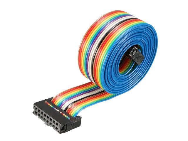 IDC 16 Pins Wire Flat Rainbow Ribbon Cable 148cm 2.54mm Pitch 1pcs