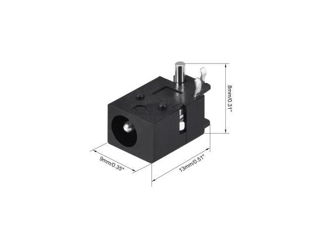 PCB Mount 4.0mm x 1.7mm 3 Pin Audio Video DC Power Connector Socket DC023 Black 10Pcs