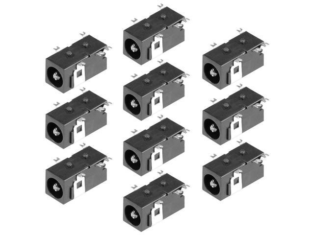 PCB Mount 4.0mm x 1.7mm 5 Pin Audio Video DC Power Connector Socket DC098 Black 10Pcs