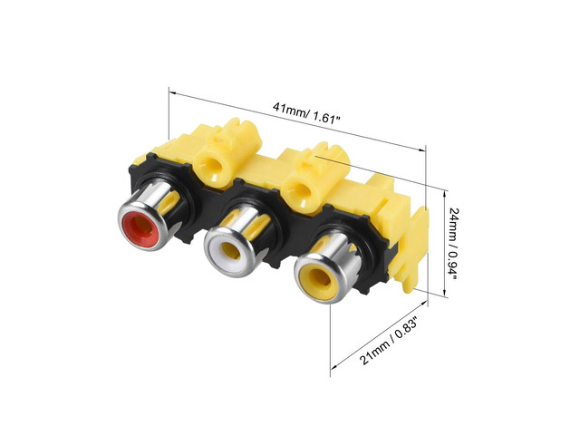 PCB Panel Mount Triple RCA Socket Female Jack Audio Video AV Connector Red White Yellow 8Pcs