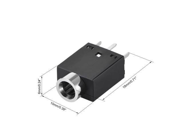 PCB Mount 3.5mm 5 Pin Socket Headphone Stereo Jack Audio Video Connector PJ358 Black 5Pcs