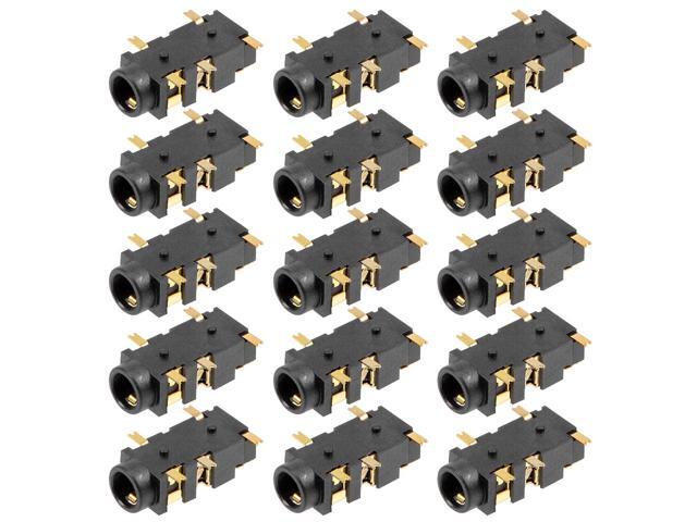 PCB Mount 3.5mm 5 Pin Socket Headphone Stereo Jack Audio Video Connector Black PJ327E 15Pcs