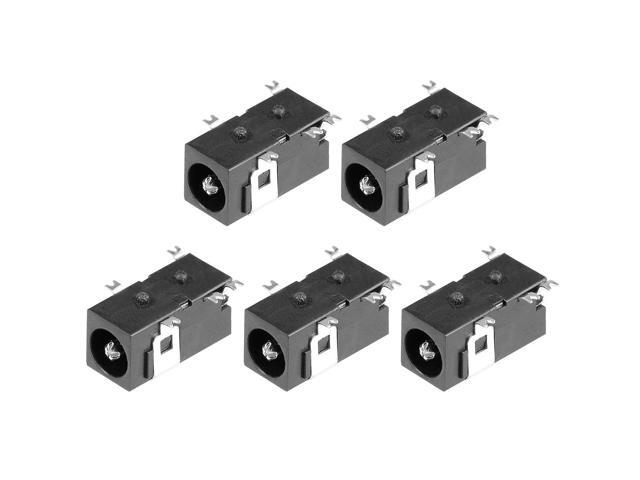 PCB Mount 4.0mm x 1.7mm 5 Pin Audio Video DC Power Connector Socket DC098 Black 5Pcs