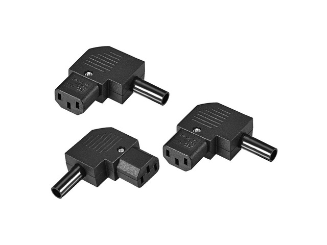 AC110-250V 10A Female IEC320 C13 Power Socket Adapter Connector Right Angle 3 Pcs