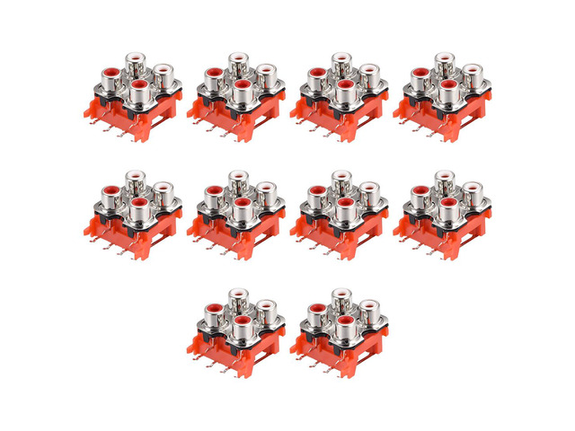 AV Concentric Outlet 4 RCA Female Jack 6-Pin Connector Socket PCB Mount 10pcs