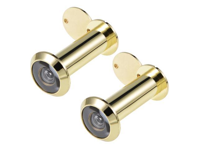 Solid Brass 200-degree Door Viewer Peephole with Cover for 55mm-90mm Doors, Polished Gold Finish, 2 Pcs