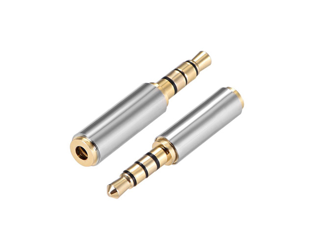 3.5mm Stereo 4 Poles Male to 2.5mm Female Connector Audio Video Adapter Coupler Converters Zinc Alloy 2 Pcs